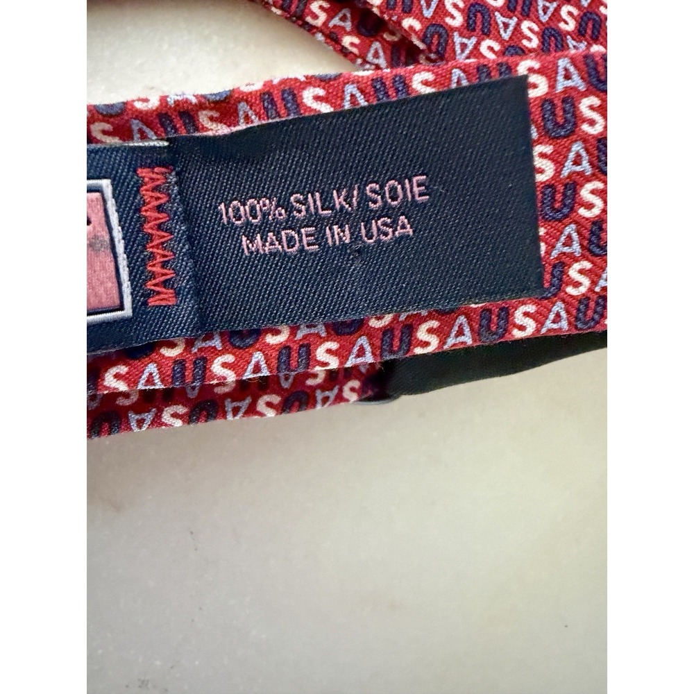 Vineyard Vines Bow Tie Mens Red USA Print 100% Silk Made in USA - Picture 4 of 5